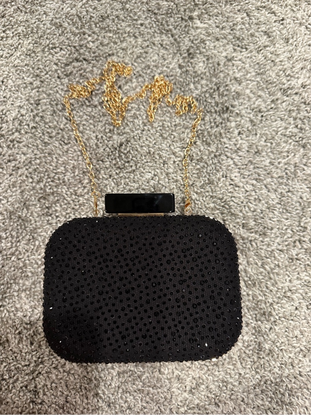 Black sparkly Clutch with gold chain (for crossbody)